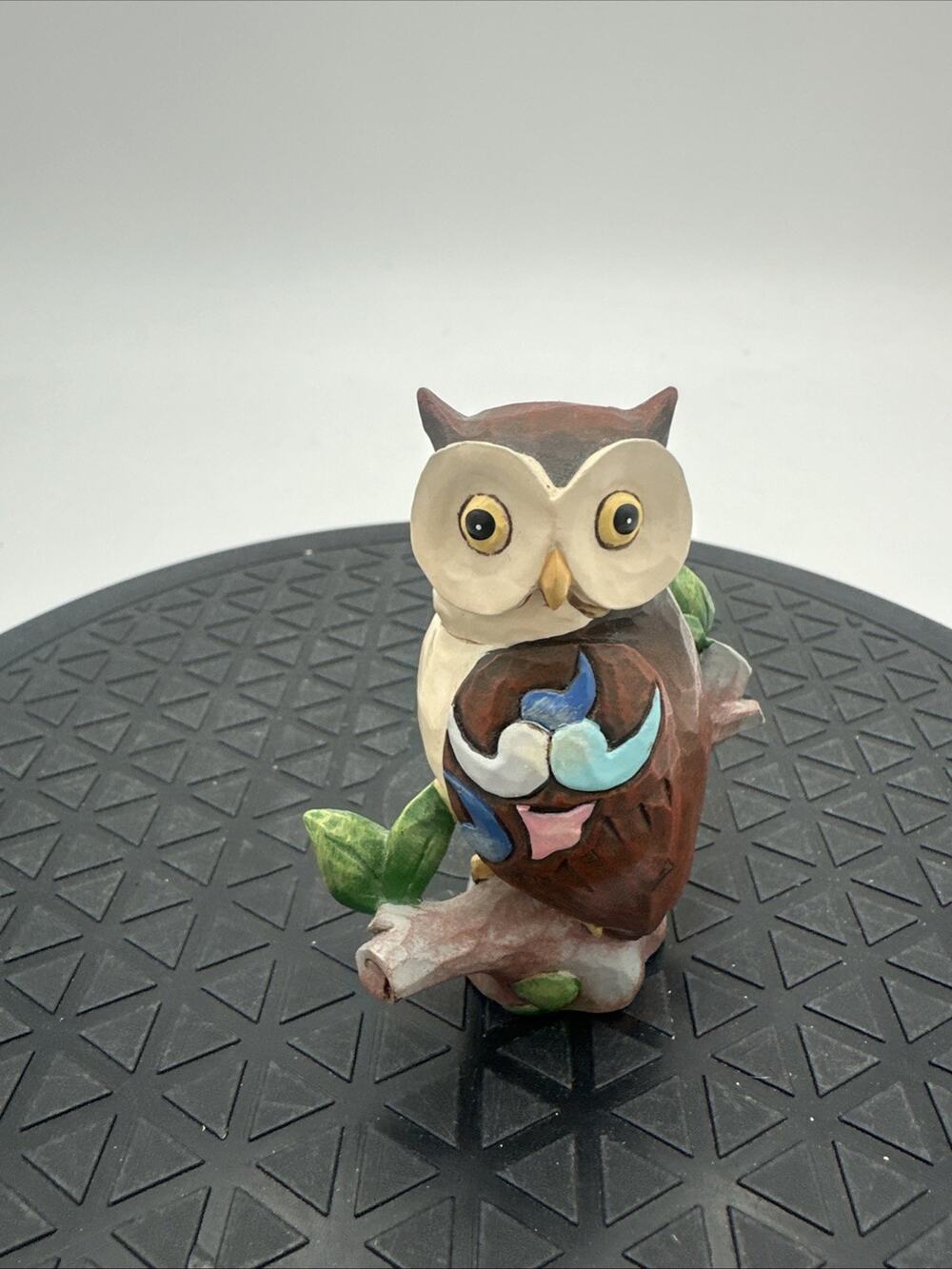 Vintage Enesco Jim Shore Mini Owl On Stump Figurine